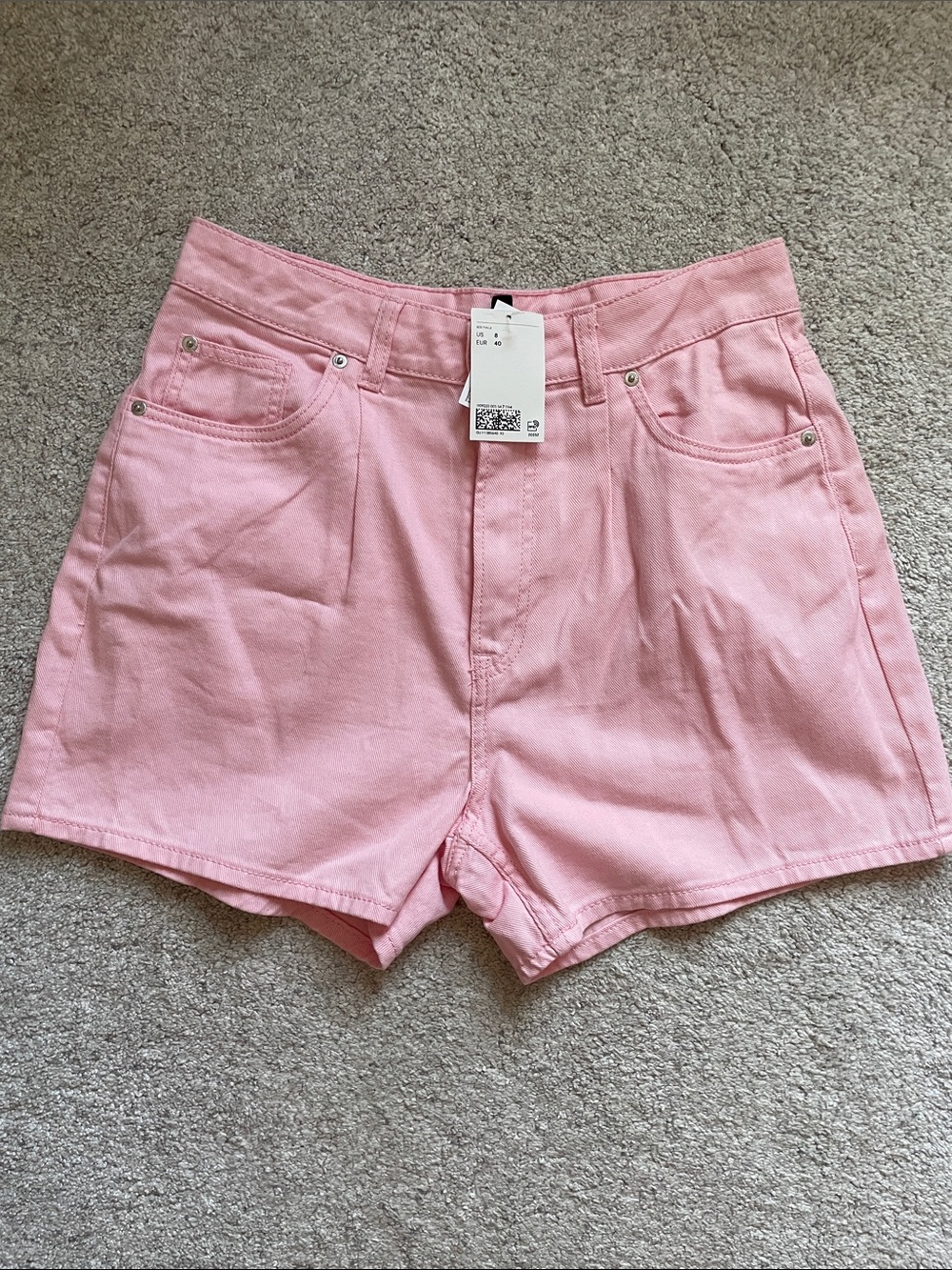 Women's H&M Pink High-Waist Denim Shorts